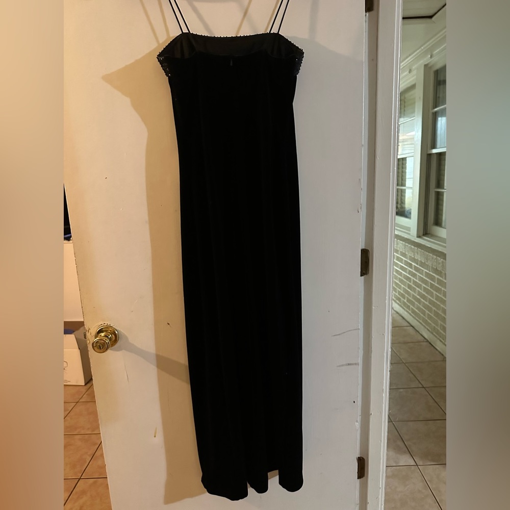 Silk Black beaded prom dress or ball gown size 12